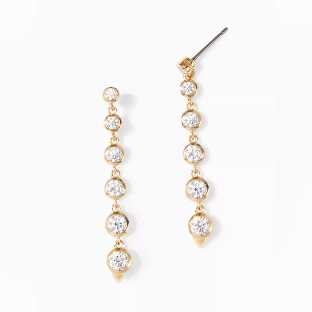 Stella & Dot Renegade Crystal Earrings in Gold - Brand New in Box